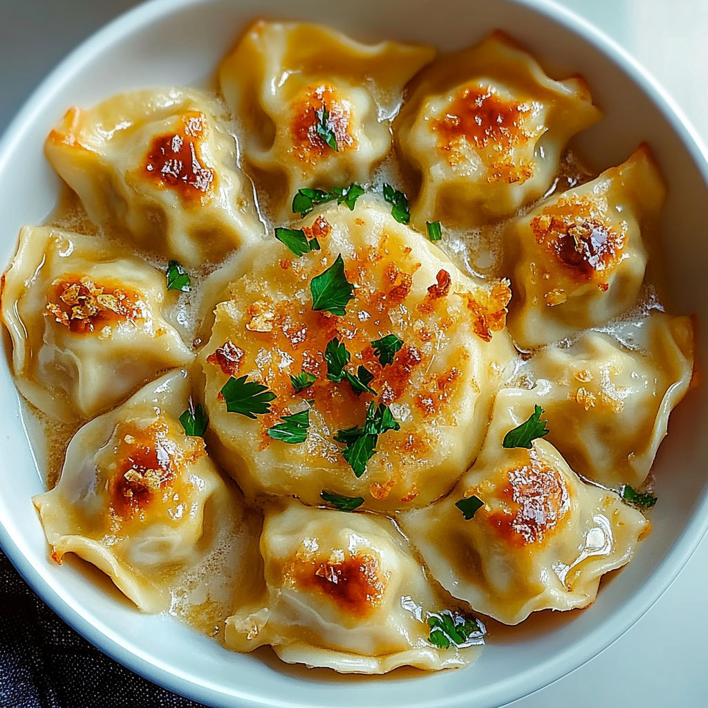 A bowl of food with a green herb on top.