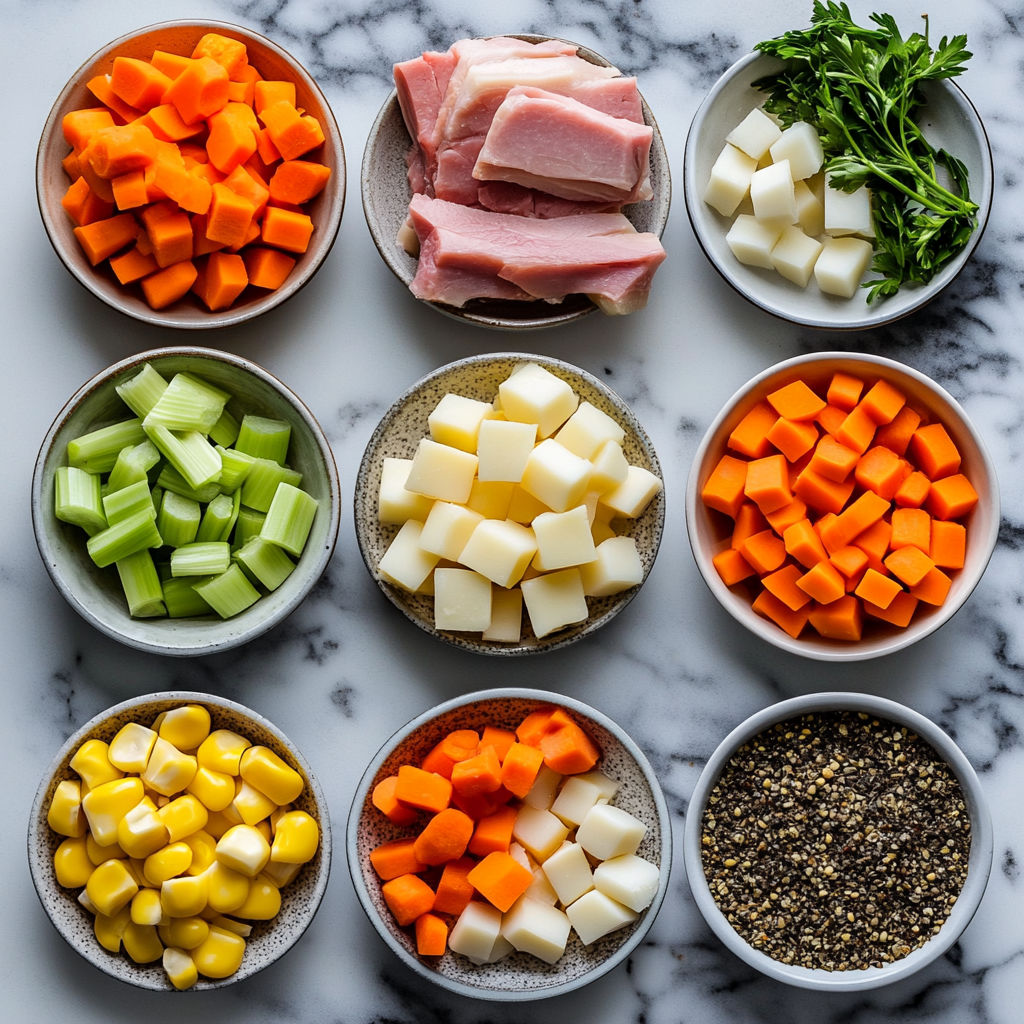 A variety of foods are displayed in bowls.