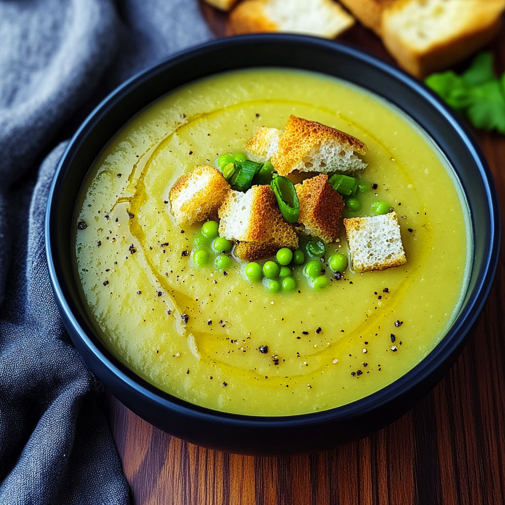 A bowl of soup with a spoon in it.