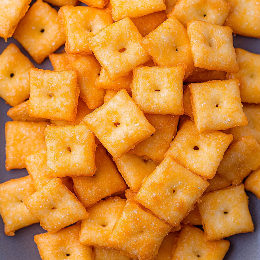 A plate of cheese and corn snacks.