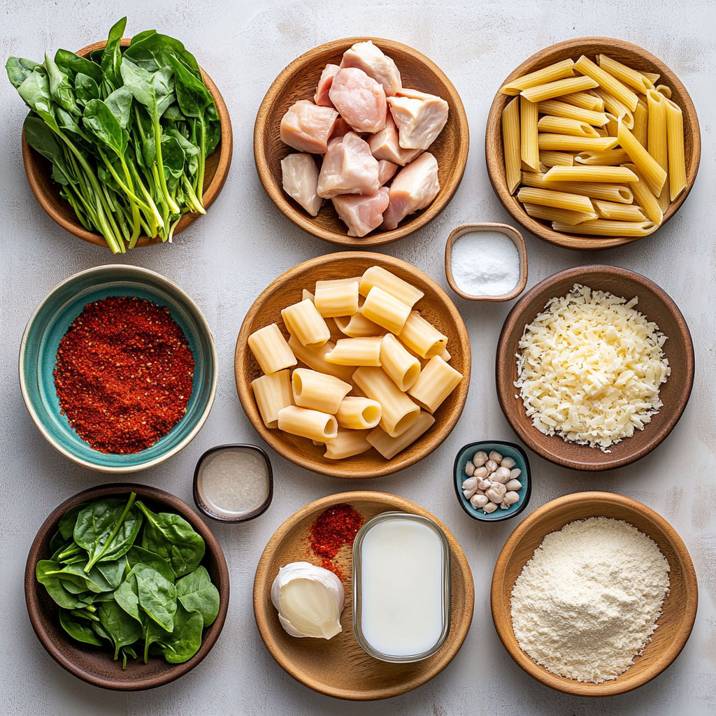 A variety of foods are displayed on a table.