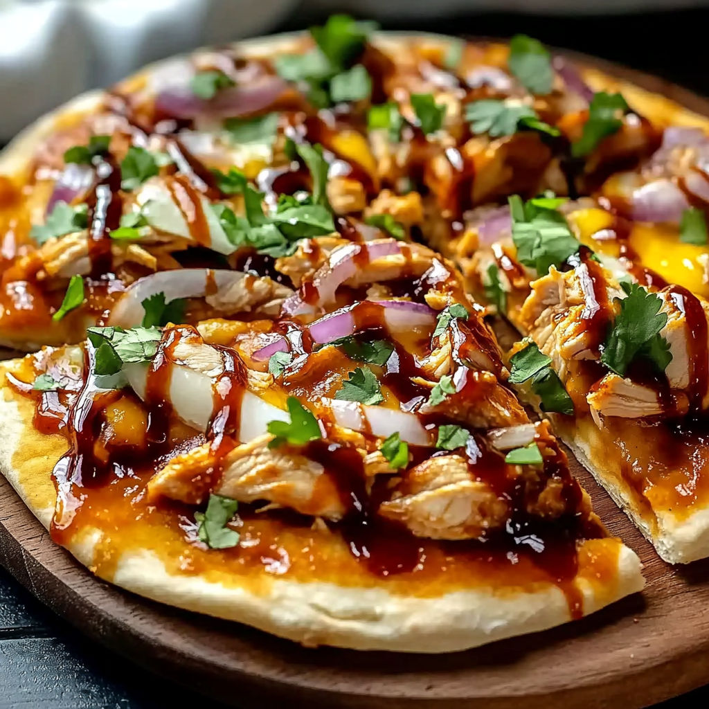 A pizza with chicken and onions on it.