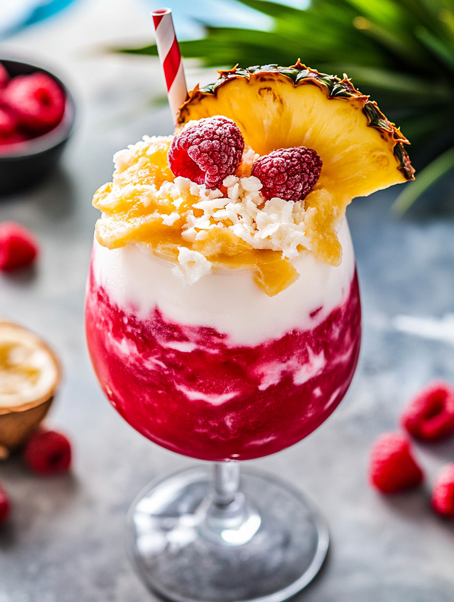 A glass of pineapple juice with a pineapple wedge on top.