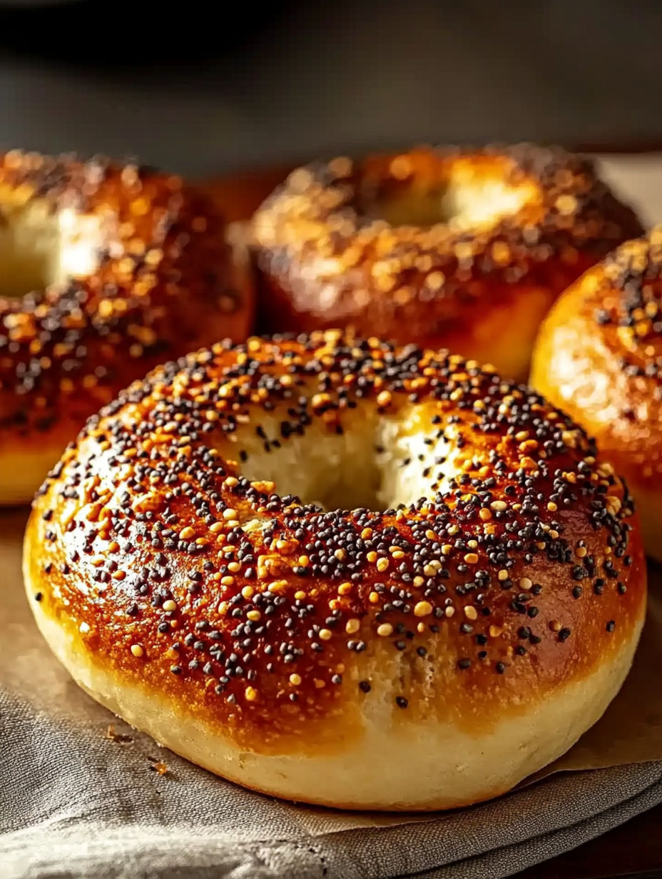 A close up of a bagel with sesame seeds on top.