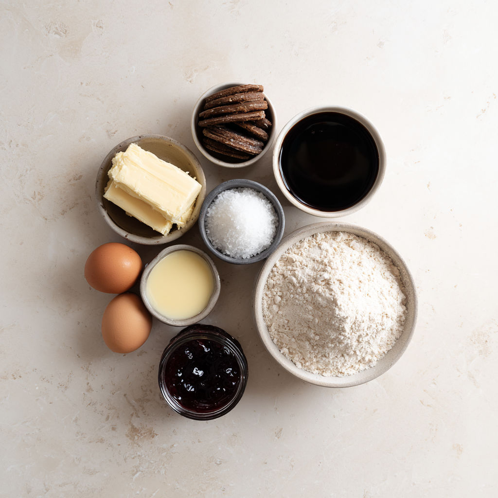 A variety of foods are displayed on a table.