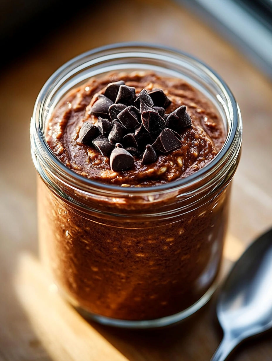 A glass jar of chocolate chips.
