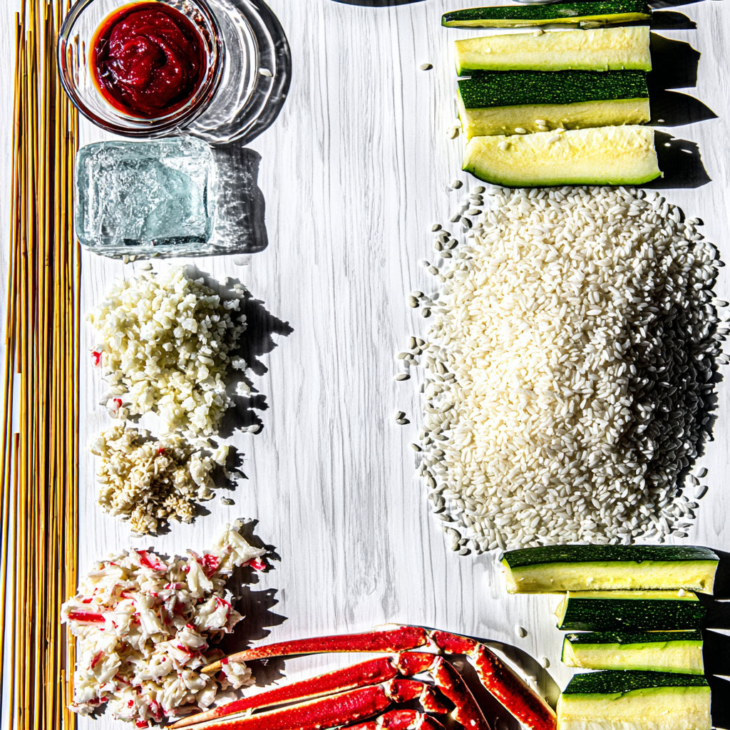 A table with various food items on it.