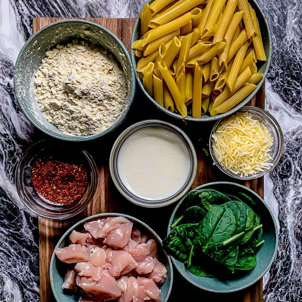 A wooden cutting board with various food items on it.