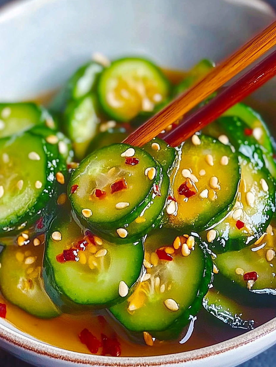 A bowl of cucumbers with a spoon in it.