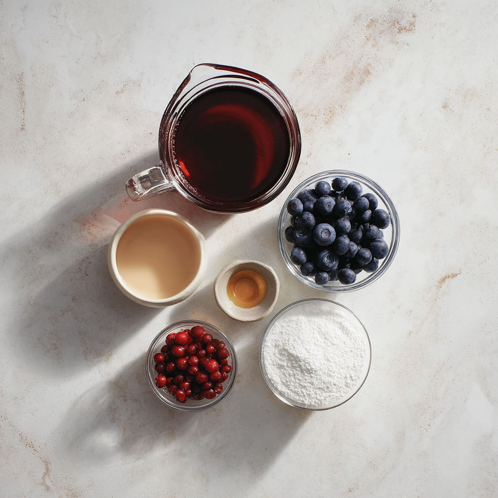 A jar of berries sits next to a bowl of sugar.