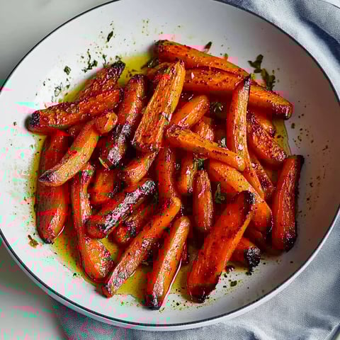 A plate of carrots with a sauce.