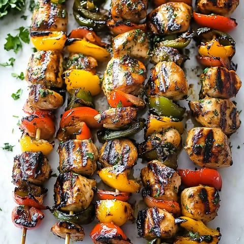 A skewer of meat and vegetables.
