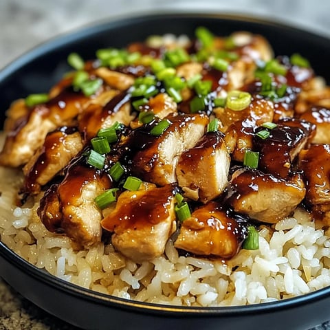 A bowl of food with chicken and rice.