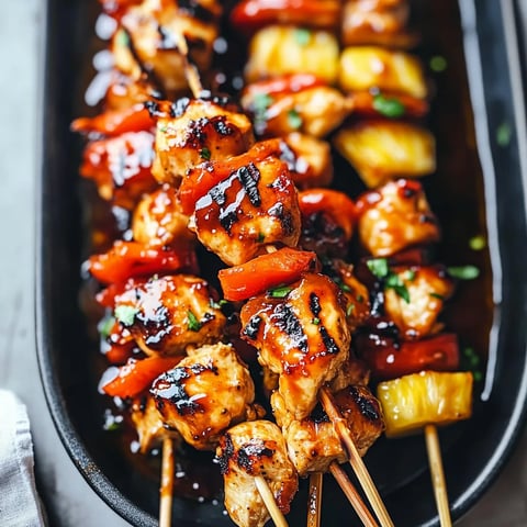 A plate of meat on a stick.