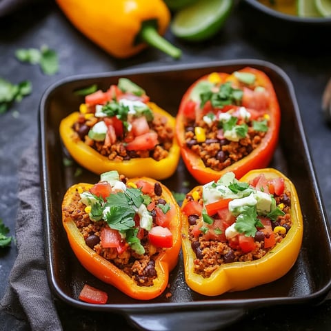A black dish with four peppers in it.