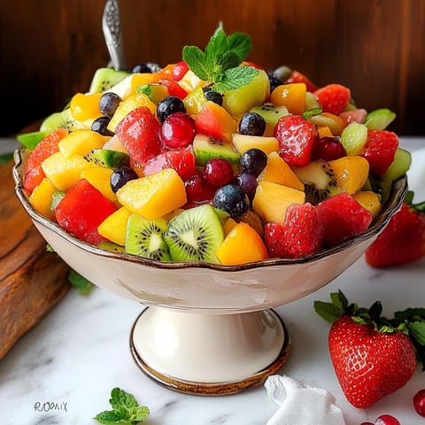 A bowl of fruit with kiwi, strawberries, blueberries, and raspberries.