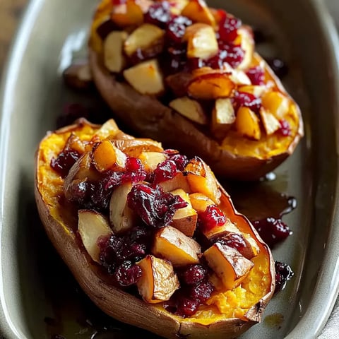 Two sliced sweet potatoes with marshmallows on top.