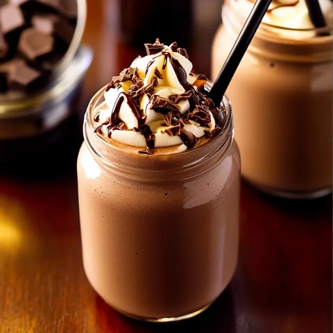 A glass of chocolate milk with whipped cream.