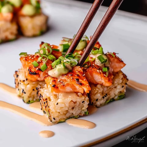 Sushi with rice and vegetables.