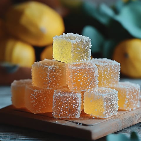 A stack of yellow lemon squares.