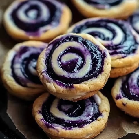 A stack of blueberry cookies.