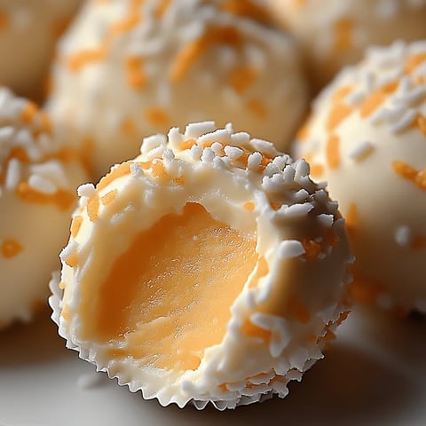 A plate of white and yellow frosted cake balls.