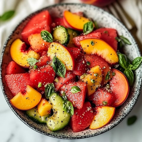 A bowl of fruit with a sprig of mint on top.