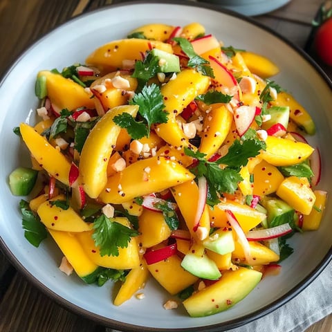 A bowl of fruit salad with peppers and cilantro.