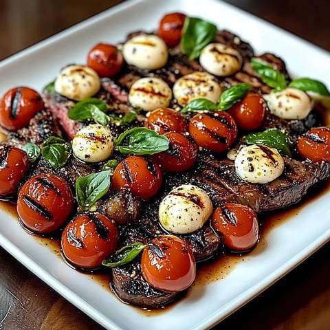 A plate of food with tomatoes, cheese, and meat.