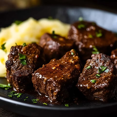 A plate of meat and potatoes.