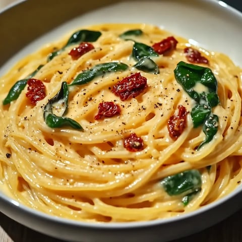 A bowl of spaghetti with tomatoes and basil.