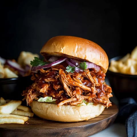 A sandwich with meat and onions on a wooden board.