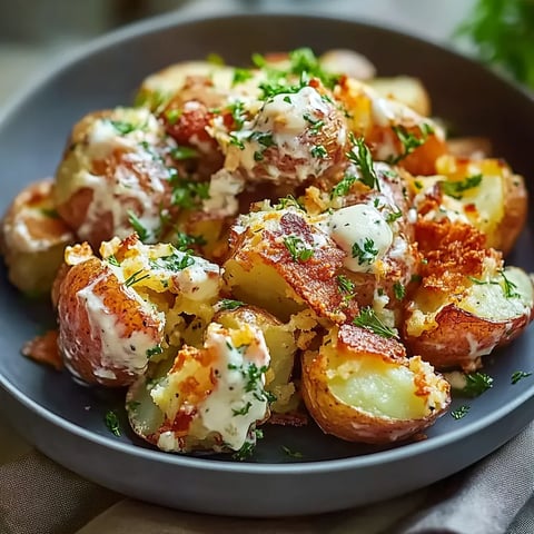 A bowl of potatoes with cheese and herbs.