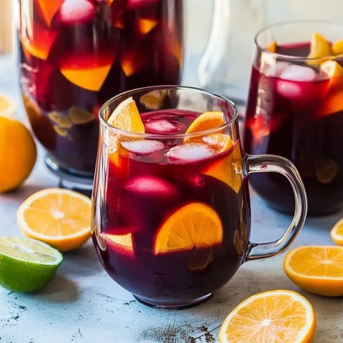 A glass of red wine with orange slices in it.