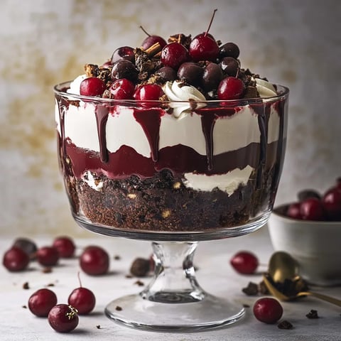 A glass bowl filled with a dessert topped with cherries.