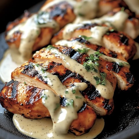 Chicken with sauce on it.