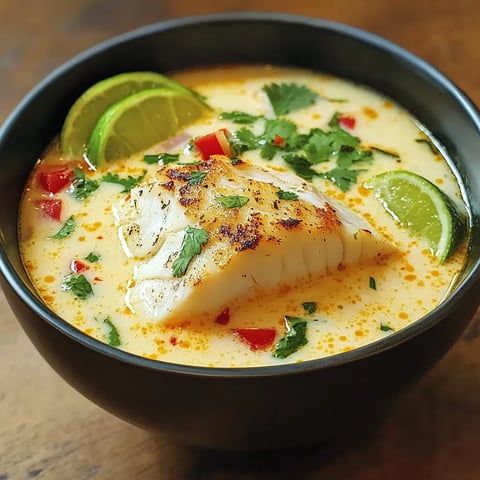 A bowl of soup with lime wedges in it.