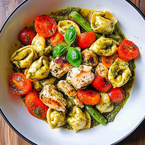 A bowl of pasta with tomatoes and spinach.