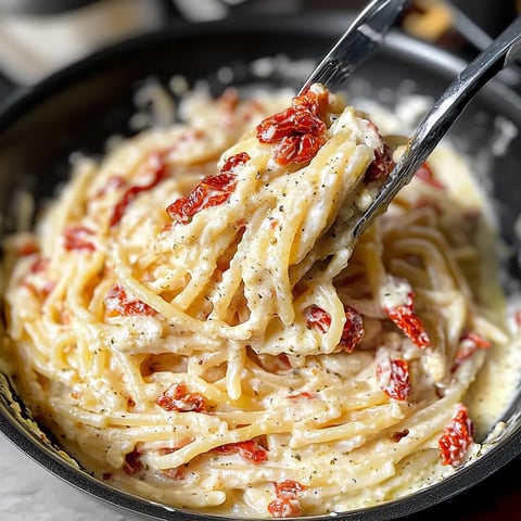 A bowl of spaghetti with red peppers and cheese.