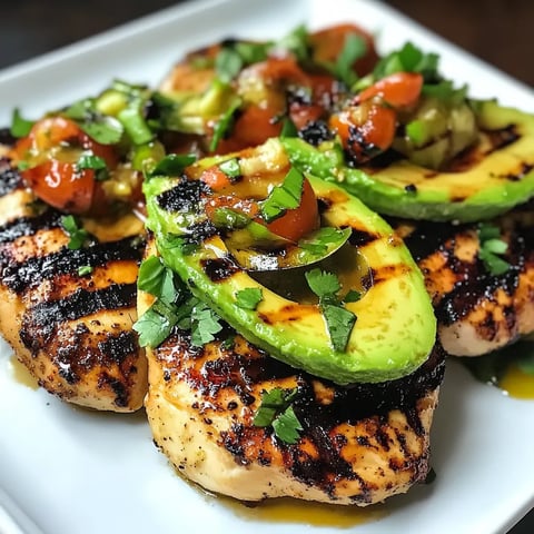 A plate of food with chicken and avocado.