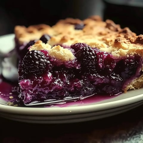 A slice of blueberry pie on a plate.