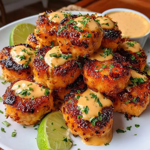 A stack of grilled chicken with sauce on a plate.
