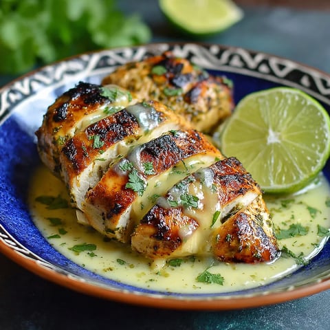 A plate of food with chicken and lime.