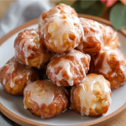 A plate of doughnuts with glaze.