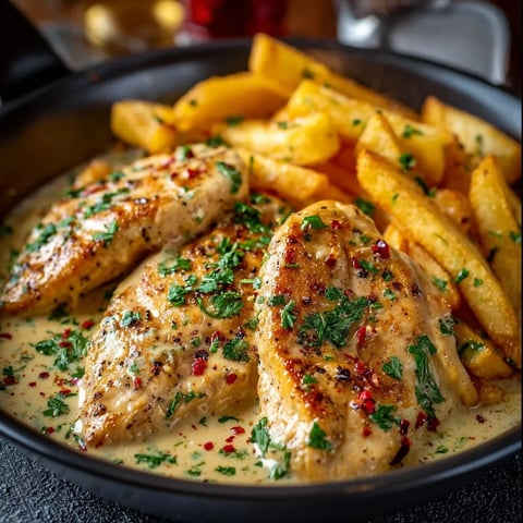 A plate of chicken and fries.