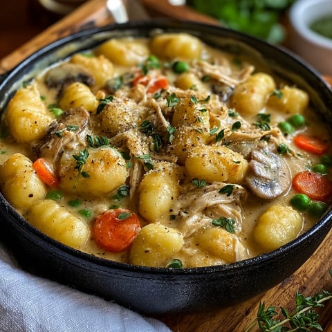 A bowl of food with mushrooms, carrots, and potatoes.