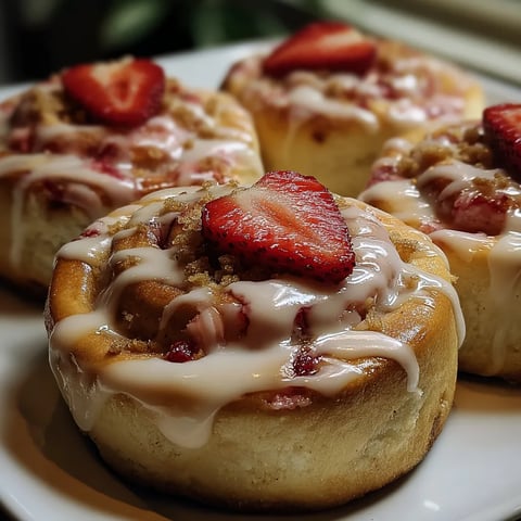 A plate of pastries with strawberries on top.