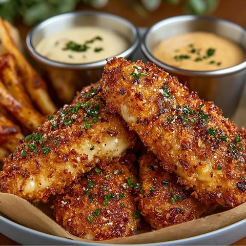 A bowl of fries with two dipping sauces.