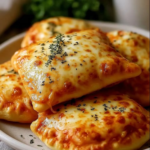 A plate of cheese and herb stuffed pizza.