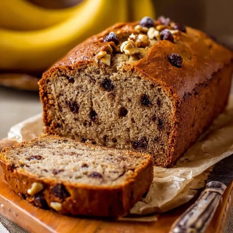 A loaf of banana bread with nuts on top.